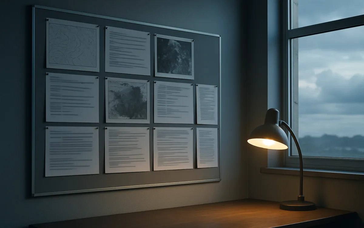 Coded reports on a briefing board, the alphabet a pilot has to read before the sky
